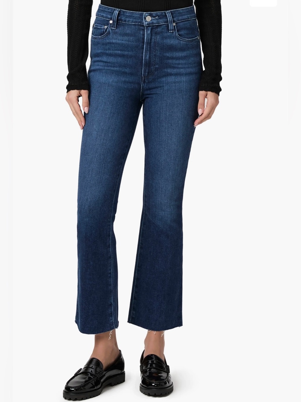 PAIGE Claudine Raw Hem High Waist Ankle Flare Jeans Size 28 Notre Dame Wash